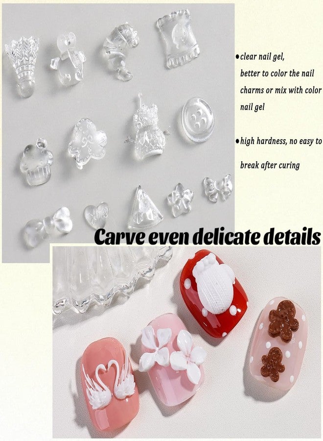 Fcozpjk 3D Sculpting Gel, 15g Clear Molding Gel for Silicone Nail Charms Molds Quick Dry Gels Glue Modeling Carving Flowers Design Nail Charms DIY Home Manicure Salon Supplies UV/LED Cure Needed - Image 4